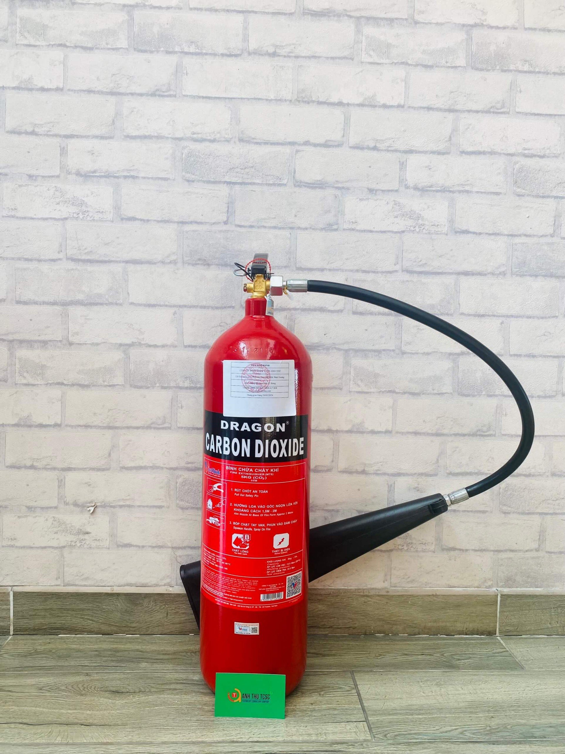 Bình chữa cháy khí CO2 Dragon 5kg có kiểm định